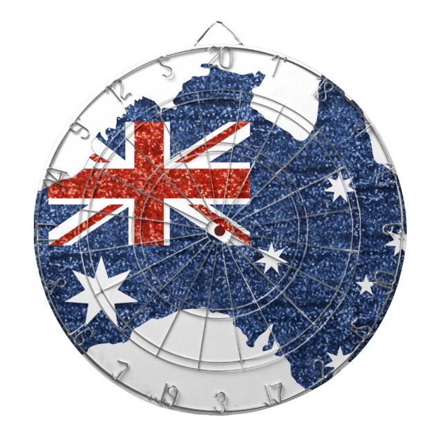 sequin australian flag dartboard with darts (Front)