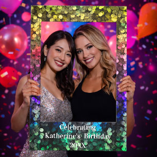 Sequin Birthday Gold Purple Blue Green Selfie Frame