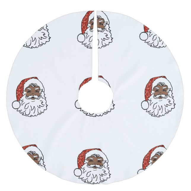 sequin black santa claus xmas christmas tree skirt (Front)