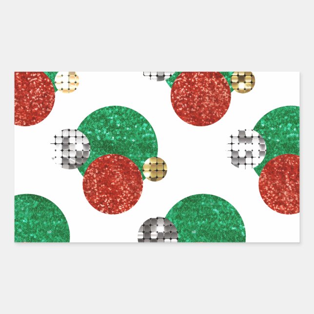 sequin christmas dots rectangular sticker (Front)