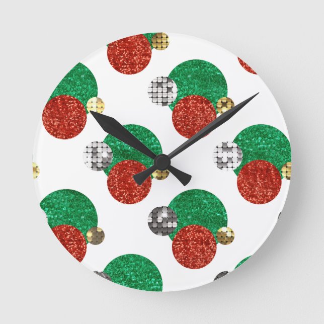 sequin christmas dots round clock (Front)