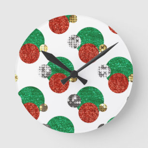 sequin christmas dots round clock