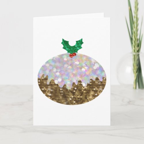 sequin christmas puddings holiday card