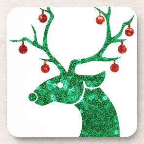 sequin christmas reindeer coaster