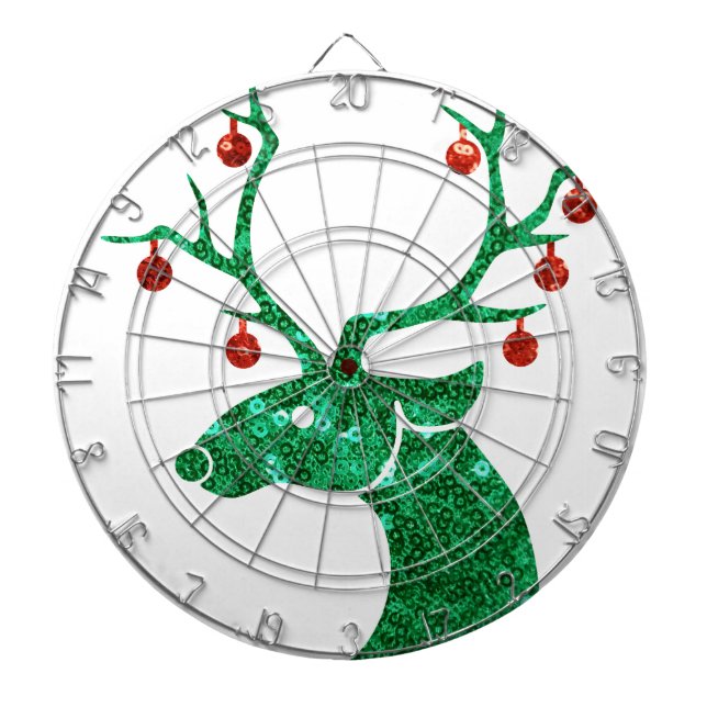 sequin christmas reindeer dartboard with darts (Front)