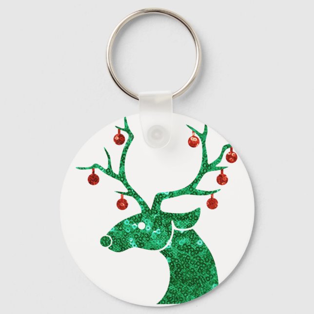 sequin christmas reindeer keychain (Front)