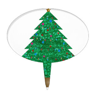 sequin christmas tree cake topper