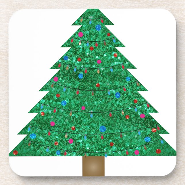 sequin christmas tree coaster (Front)