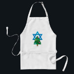 sequin christmukkah hanukkah adult apron<br><div class="desc">christmukkah, "star of david", "christmas tree", christmas, xmas, "ugly christmas", interfaith, "inter faith", christian, chrismukkah, hanukkah, chanukkah glitter, sequins, jewish, holidays, jew, neon pink blue white blank</div>