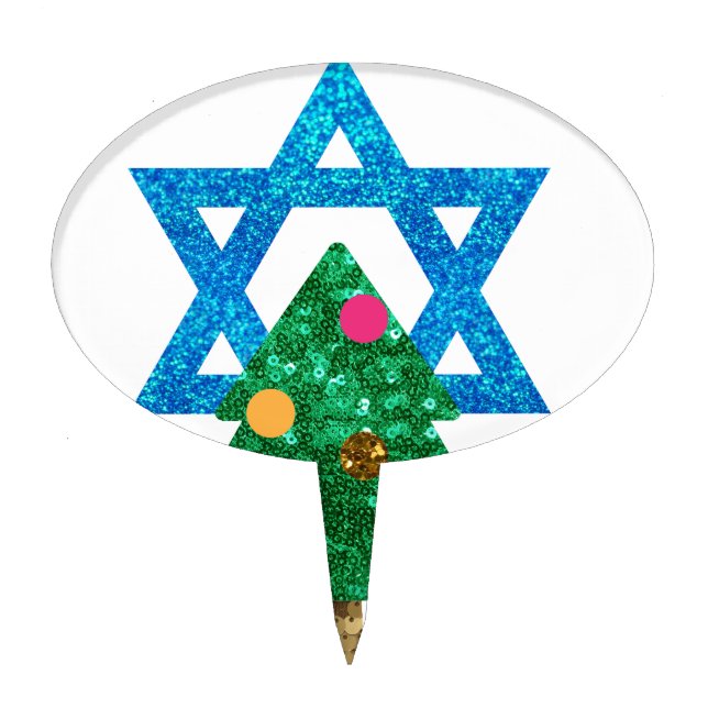 sequin christmukkah hanukkah cake topper (Front)