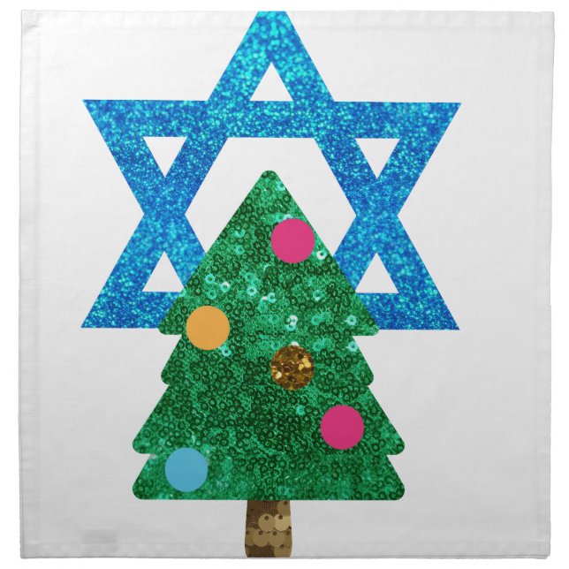 sequin christmukkah hanukkah cloth napkin (Front)