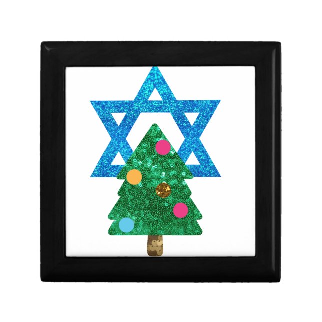 sequin christmukkah hanukkah gift box (Front)