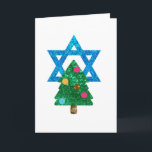 sequin christmukkah hanukkah holiday card<br><div class="desc">christmukkah, "star of david", "christmas tree", christmas, xmas, "ugly christmas", interfaith, "inter faith", christian, chrismukkah, hanukkah, chanukkah glitter, sequins, jewish, holidays, jew, neon pink blue white blank</div>
