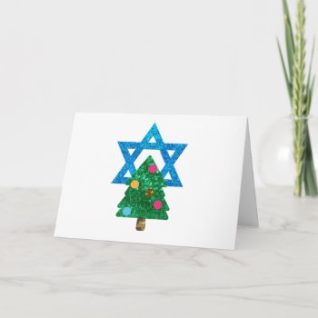 Sequin Christmukkah Hanukkah Holiday Card by funnychristmas at Zazzle