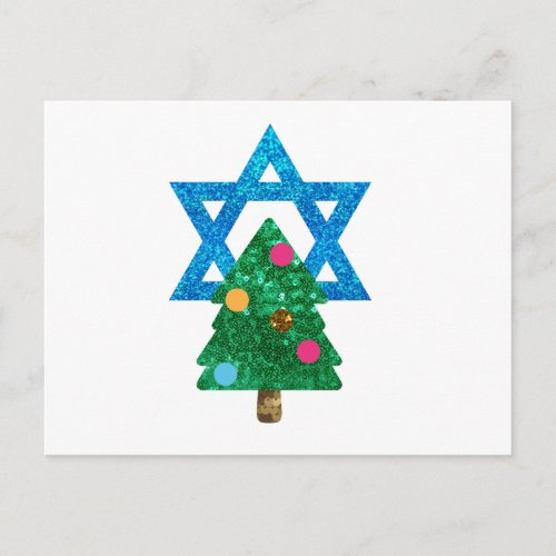 sequin christmukkah hanukkah holiday postcard