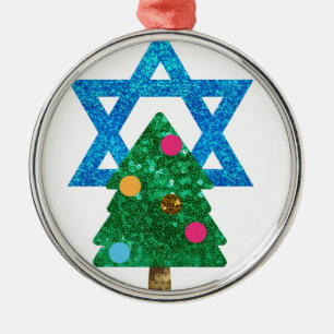 sequin christmukkah hanukkah metal ornament