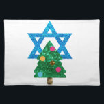 sequin christmukkah hanukkah placemat<br><div class="desc">christmukkah, "star of david", "christmas tree", christmas, xmas, "ugly christmas", interfaith, "inter faith", christian, chrismukkah, hanukkah, chanukkah glitter, sequins, jewish, holidays, jew, neon pink blue white blank</div>