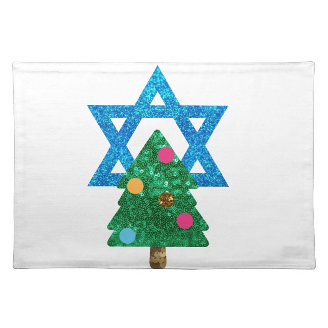 sequin christmukkah hanukkah placemat (Front)