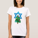 sequin christmukkah hanukkah T-Shirt<br><div class="desc">christmukkah, "star of david", "christmas tree", christmas, xmas, "ugly christmas", interfaith, "inter faith", christian, chrismukkah, hanukkah, chanukkah glitter, sequins, jewish, holidays, jew, neon pink blue white blank</div>