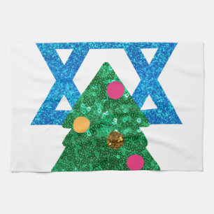 sequin christmukkah hanukkah towel
