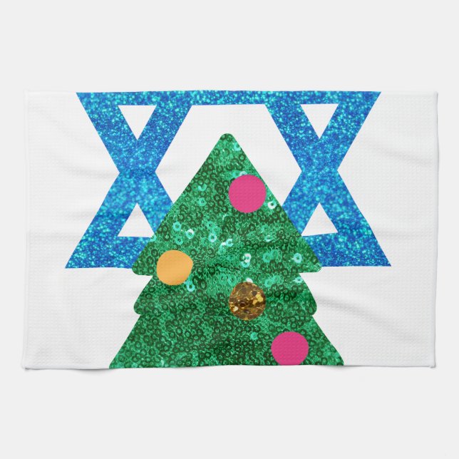sequin christmukkah hanukkah towel (Horizontal)