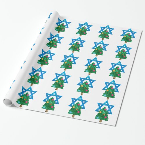 sequin christmukkah hanukkah wrapping paper