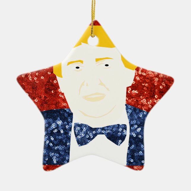 sequin donald trump ceramic ornament (Front)