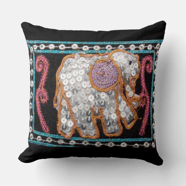 sequin elephant throw pillow (Front)