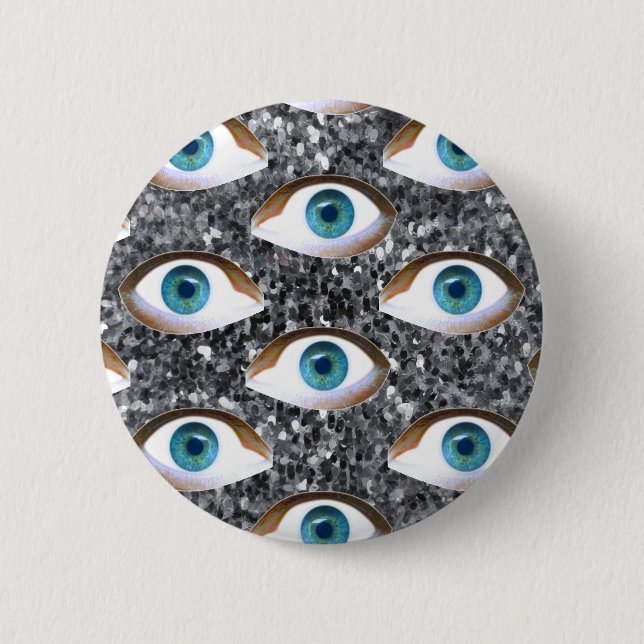 sequin eyes pinback button (Front)