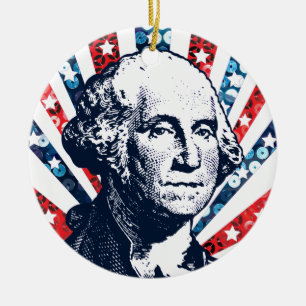 sequin george washington ceramic ornament