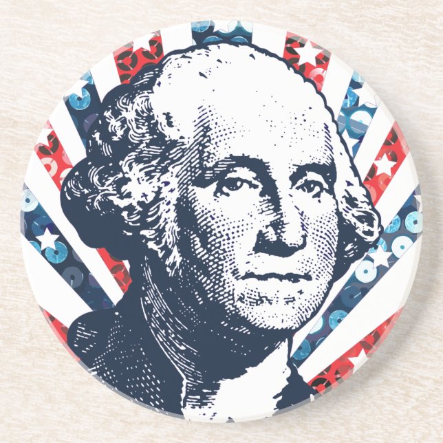 sequin george washington drink coaster (Front)