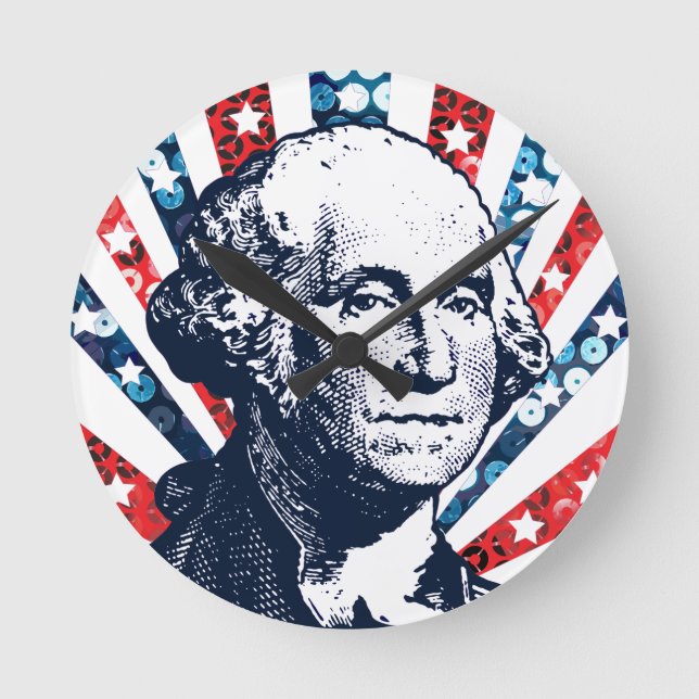 sequin george washington round clock (Front)