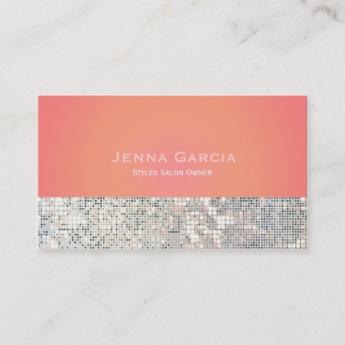 Sequin Glam Sunset Orange Pink Business Card