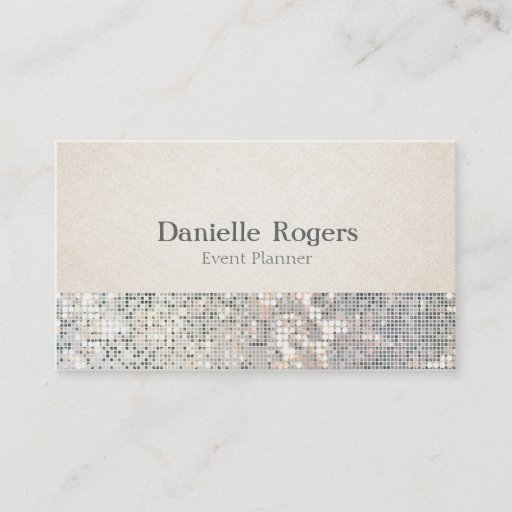 Customizable Sequin Glitter Glam Glitzy Linen Business Card