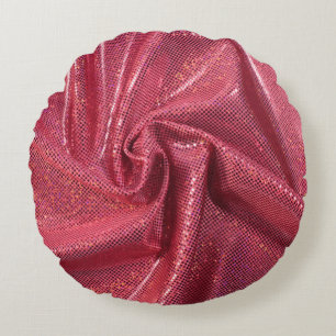 Sequin glitter look red pink round pillow