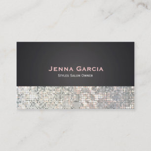 Sequin Glitzy Glam Black Charcoal Business Card