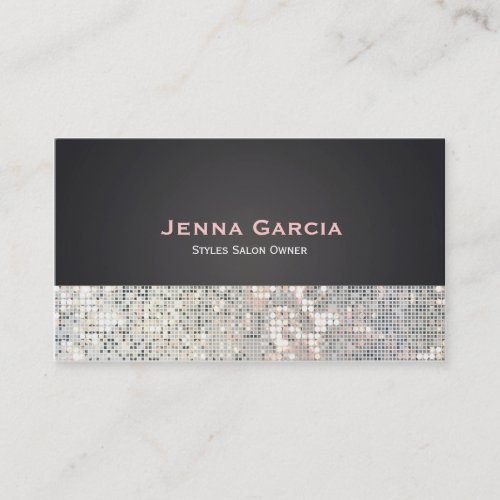 Sequin Glitzy Glam Black Charcoal Business Card
