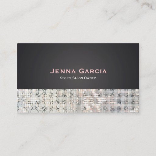 Customizable Sequin Glitzy Glam Black Charcoal Business Card