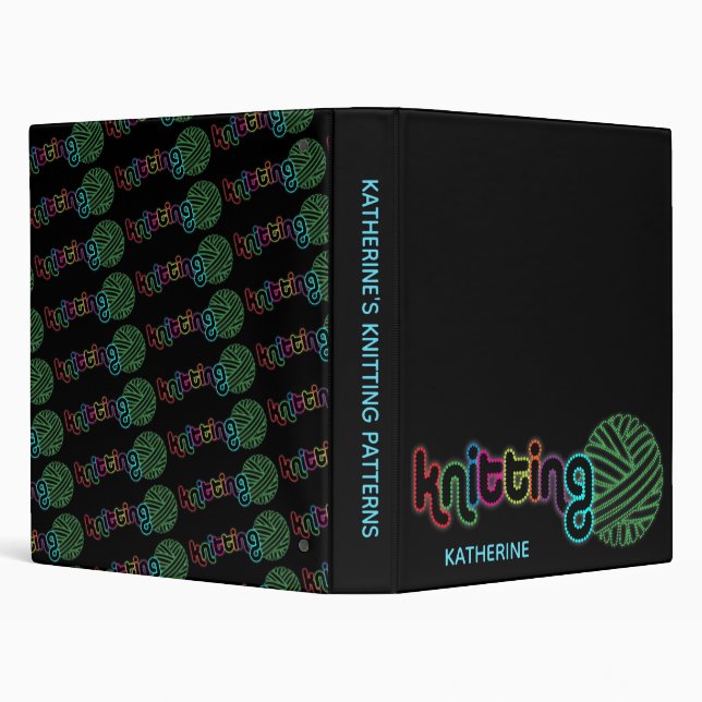 Sequin Glow Knitting 3 Ring Binder (Background)