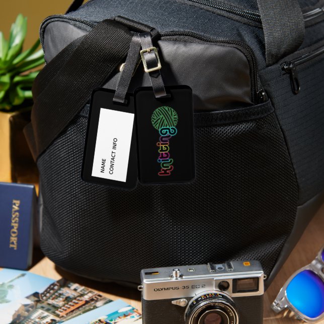 Sequin Glow Knitting Luggage Tag (Front & Back)