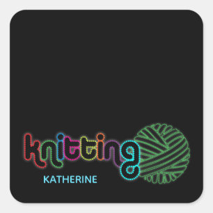 Sequin Glow Knitting Square Sticker