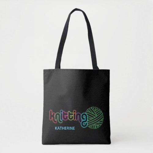 Sequin Glow Knitting Tote Bag