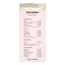 Sequin Gold Pink Salon Price List Service Menu