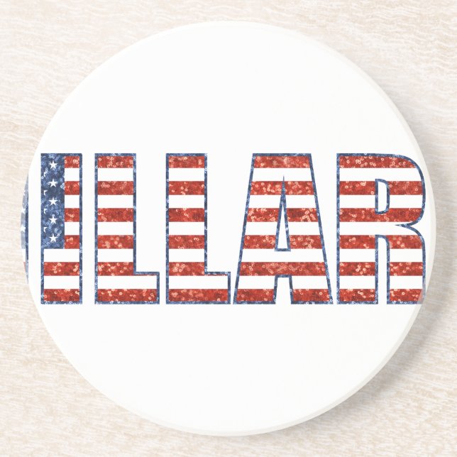 sequin hillary drink coaster (Front)