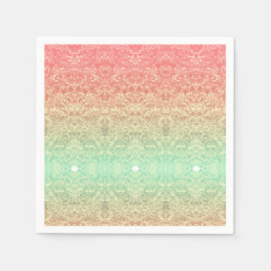 Sequin lace pattern gradient pink gold green napkins