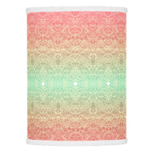 Sequin lace pattern ombre pink gold green lamp shade