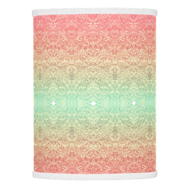 Sequin lace pattern ombre pink gold green lamp shade (Front)