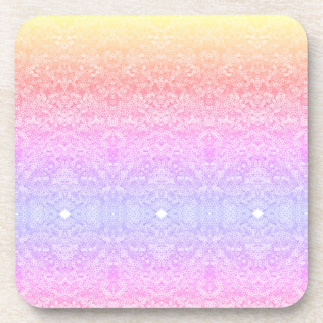 Sequin lace pattern ombre pink gold purple beverage coaster (Front)