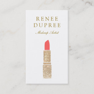Sequin Lipstick Logo Makeup Artist Beauty Salon 2 Business Card
