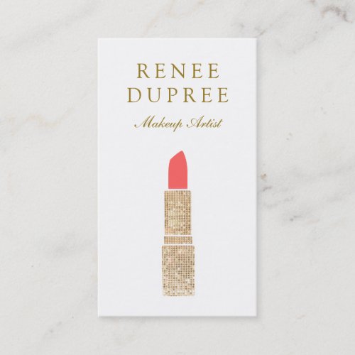 Sequin Lipstick Logo  Makeup Artist Beauty Salon 2 Double-Sided Standard Business Cards (Pack Of 100)